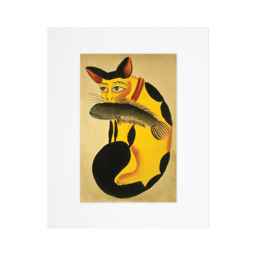 Cat with a fish &ndash; 8 x 10&rdquo; mounted print